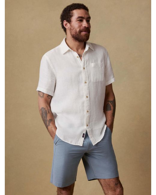 Faherty Brand White Short-Sleeve Palma Linen Shirt for men