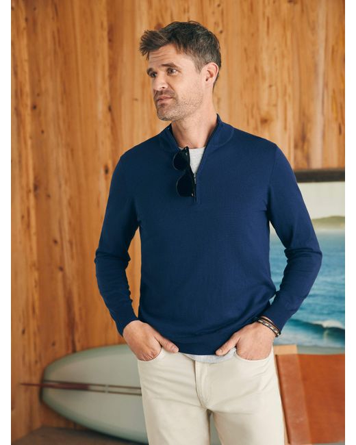 Faherty Movement Trade Quarter Zip Sweater in Blue for Men Lyst UK