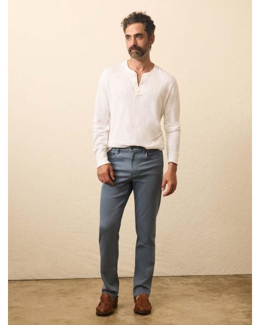Faherty Brand Blue Stretch Terry 5-Pocket Pants for men
