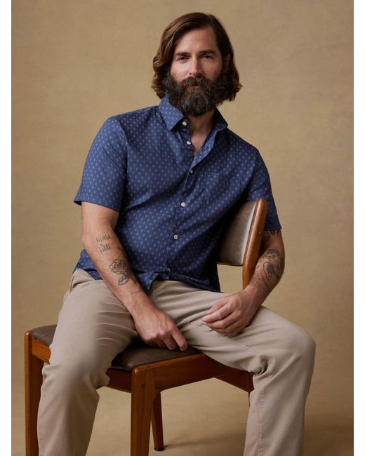 Faherty Brand Blue Short-Sleeve Movement&Trade; Monterey Shirt for men