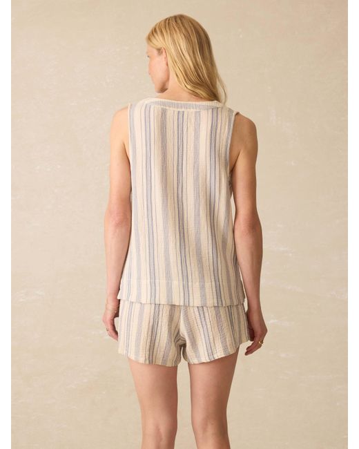 Faherty Brand Natural Dune Cotton Gauze Sleeveless Popover