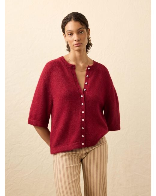 Faherty Brand Red Apres Alpaca Cardigan