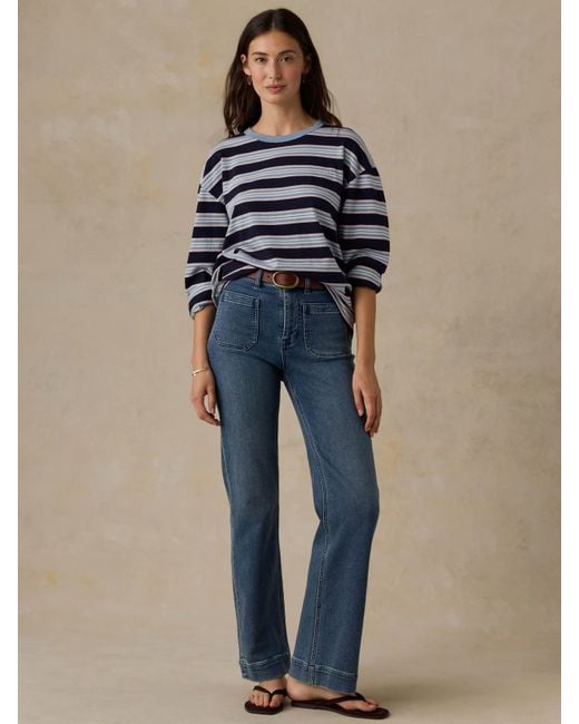Faherty Brand Blue Sunwashed Long-Sleeve Retro T-Shirt