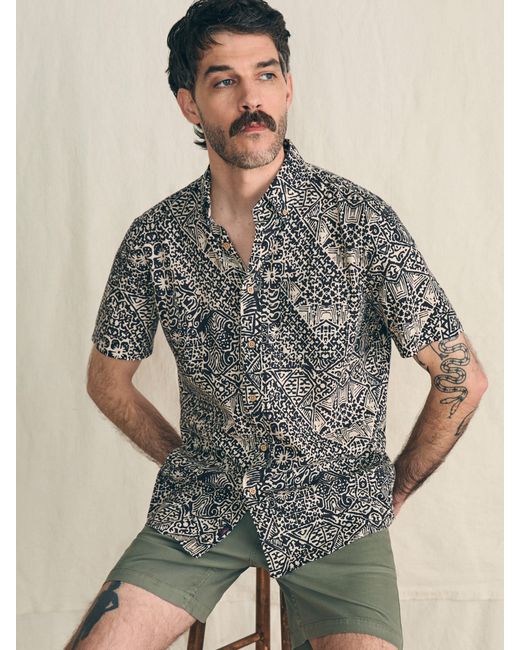 Faherty Brand Natural Short-sleeve Breeze Shirt for men
