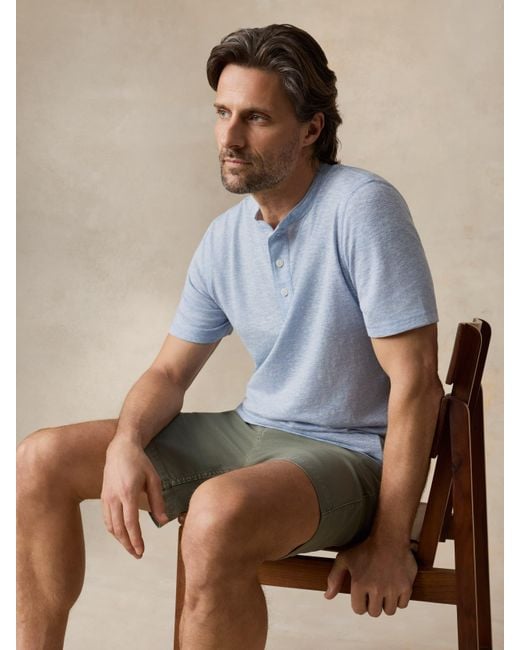 Faherty Brand Blue Short-Sleeve Breeze Henley T-Shirt for men