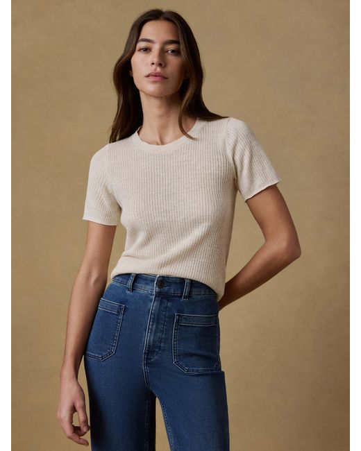 Faherty Brand Natural Miramar Linen Mini Rib T-Shirt