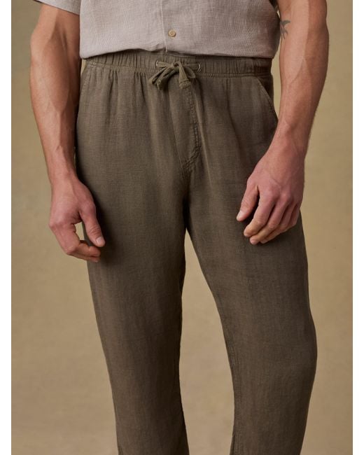 Faherty Brand Brown Linen Drawstring Pants for men