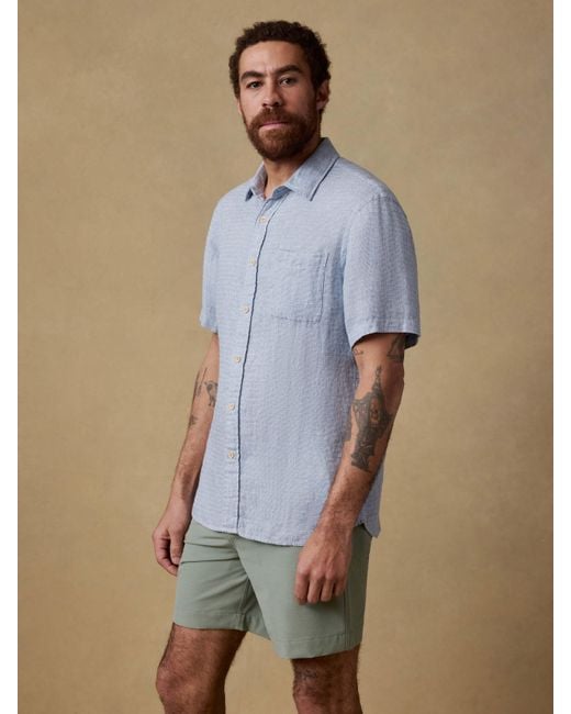 Faherty Brand Blue Short-Sleeve Palma Linen Shirt for men