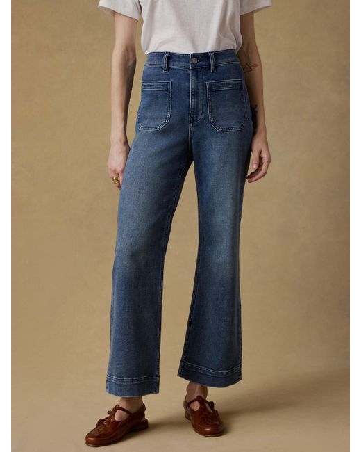 Faherty Brand Blue Stretch Terry Patch Pocket Ankle Pants