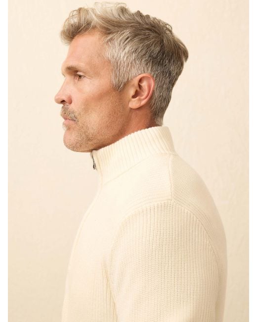 Faherty Brand Natural Sunwashed Quarter Zip Sweater for men