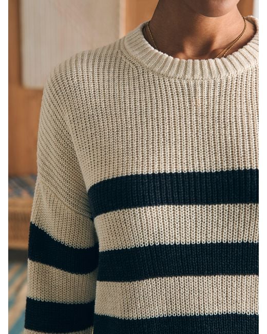 Faherty Brand White Miramar Linen Crew Sweater