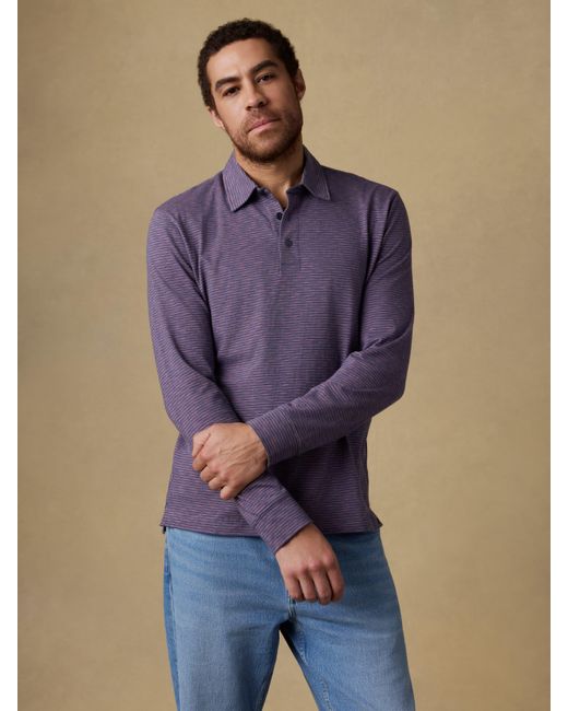 Faherty Brand Blue Long-Sleeve Sunwashed T-Shirt Polo for men