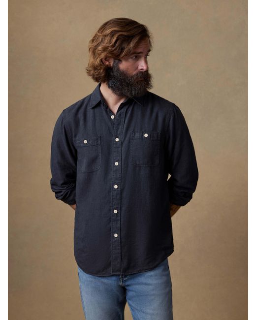 Faherty Brand Blue Tried & True Chambray Workshirt for men