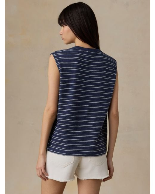 Faherty Brand Blue Sunwashed Organic Muscle Tank