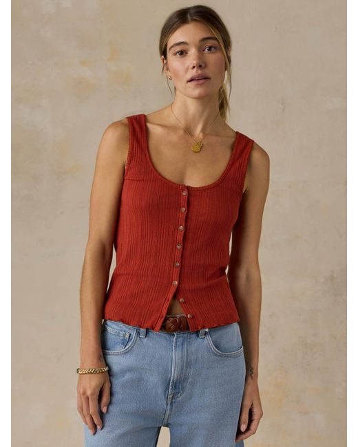 Faherty Brand Red Paradise Pointelle Cami Cardigan