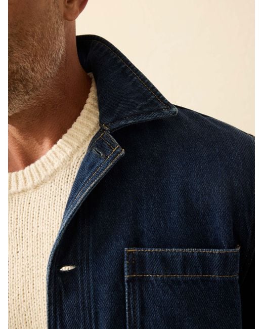 Faherty Brand Blue High Ridge Twill Studio Jacket for men