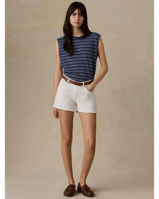 Faherty Brand Blue Sunwashed Organic Muscle Tank