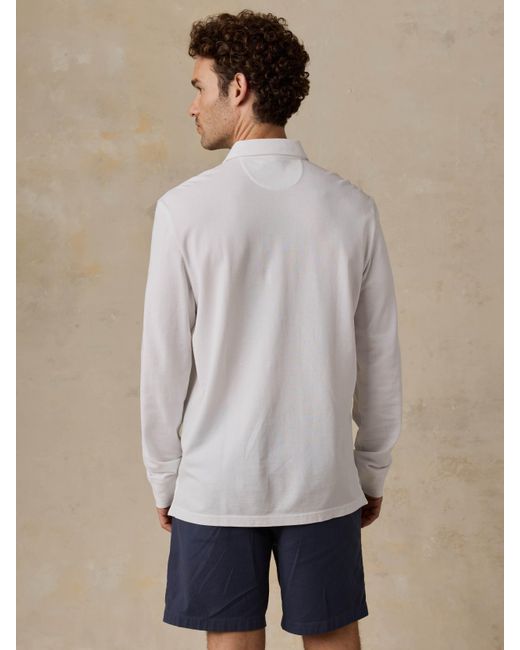Faherty Brand Natural Long-Sleeve Sunwashed Pique Polo Shirt for men