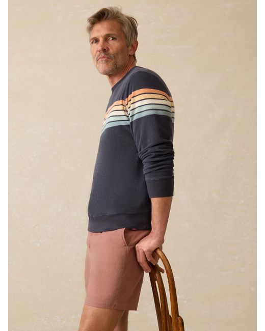 Faherty Brand Blue Cabana Towel Terry Crewneck T-Shirt for men