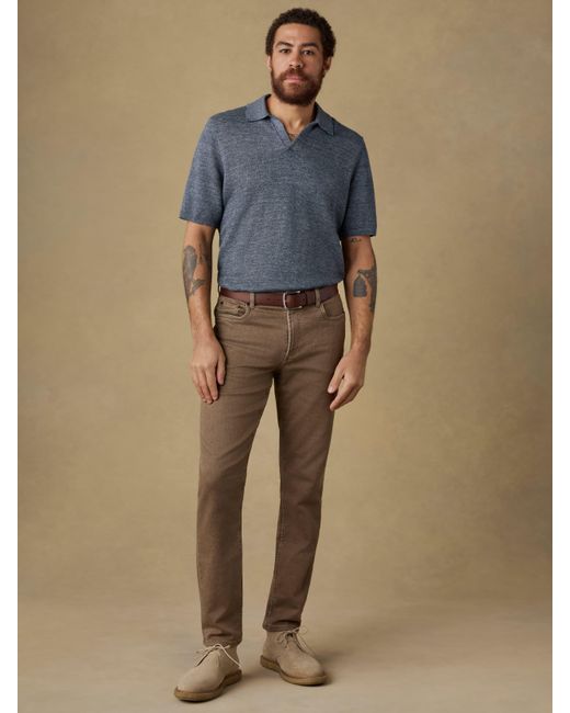 Faherty Brand Blue Short-Sleeve Linen Sweater Polo for men
