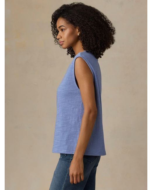 Faherty Brand Blue Sunwashed Organic Muscle Tank