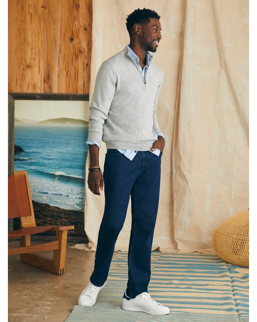 Faherty Brand Gray Movementtm Quarter Zip Sweater (tall) for men