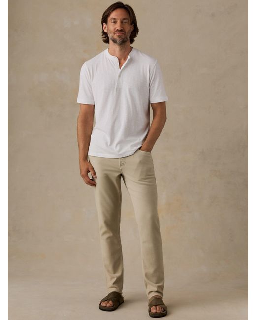 Faherty Brand White Short-Sleeve Sunwashed Regenerative Henley T-Shirt for men