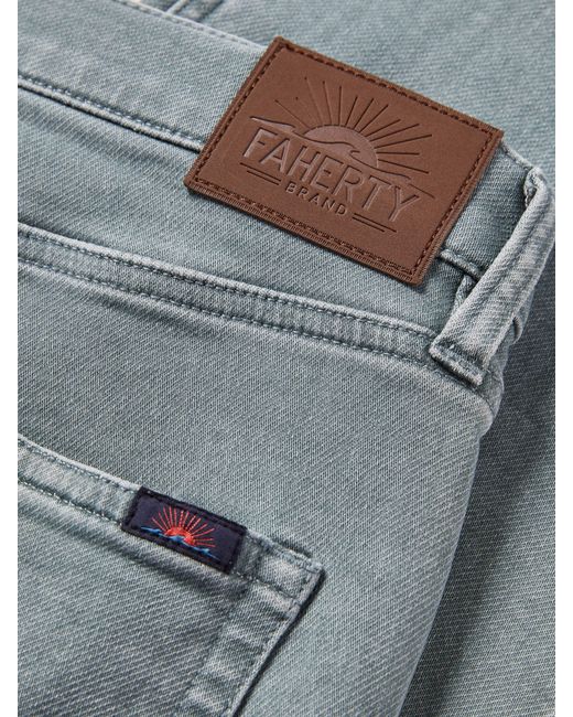 Faherty Brand Blue Stretch Terry 5-Pocket Pants for men