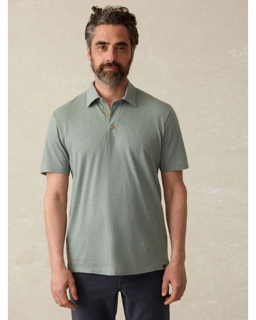 Faherty Brand Green Sunwashed T-Shirt Polo for men