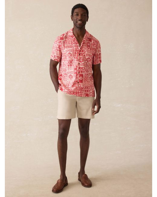 Faherty Brand Pink Surf Ghana Short-Sleeve Breeze Camp Shirt for men