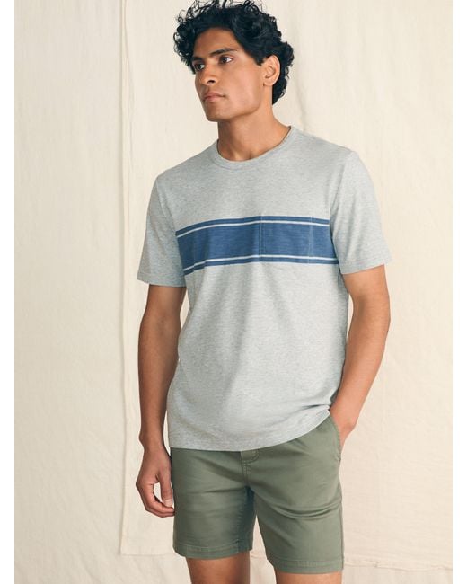 Faherty Brand Blue Surf Stripe Sunwashed Pocket T-shirt Surf Stripe for men