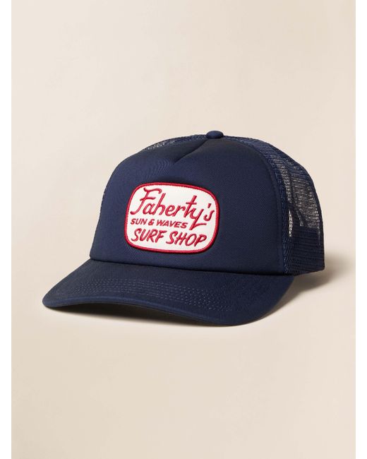 Faherty Brand Blue Surf Shop Trucker Hat