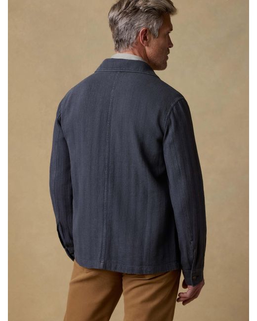 Faherty Brand Blue Herringbone Studio Jacket for men