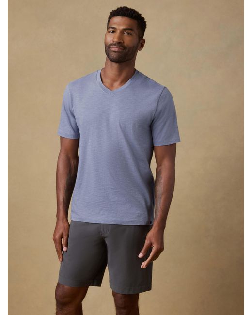 Faherty Brand Blue Short-Sleeve Sunwashed Regenerative Cotton V-Neck T-Shirt for men
