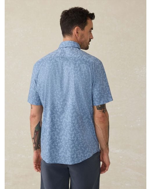 Faherty Brand Blue Short-Sleeve Movement&Trade; Shirt for men