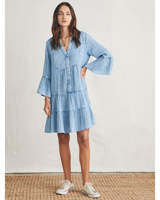 Faherty Dream Cotton Gauze Kasey Dress in Blue Lyst