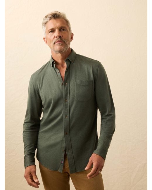 Faherty Brand Green Coastline Knit Shirt for men