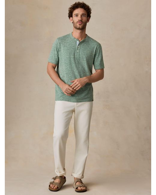 Faherty Brand Green Short-Sleeve Breeze Henley T-Shirt for men