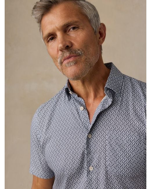 Faherty Brand Gray Short-Sleeve Movement&Trade; Monterey Shirt for men