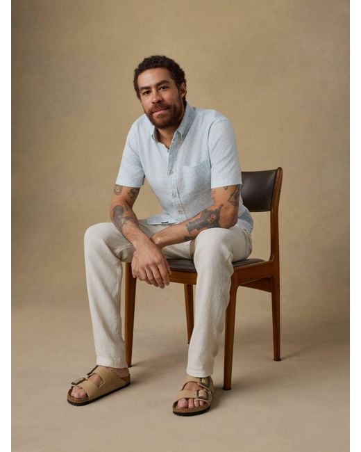 Faherty Brand Blue Short-Sleeve Breeze Shirt for men