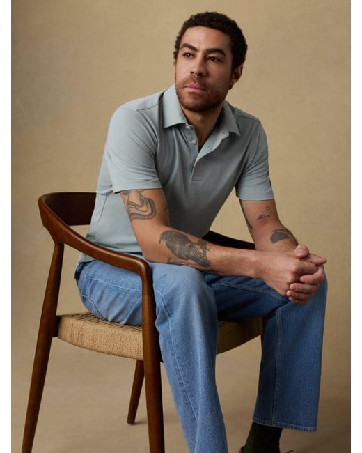 Faherty Brand Blue Short-Sleeve Movement&Trade; Pique Polo Shirt for men