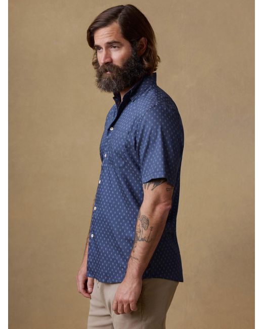 Faherty Brand Blue Short-Sleeve Movement&Trade; Monterey Shirt for men