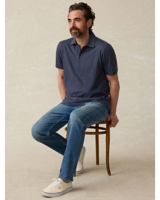 Faherty Brand Blue Sunwashed T-Shirt Polo for men