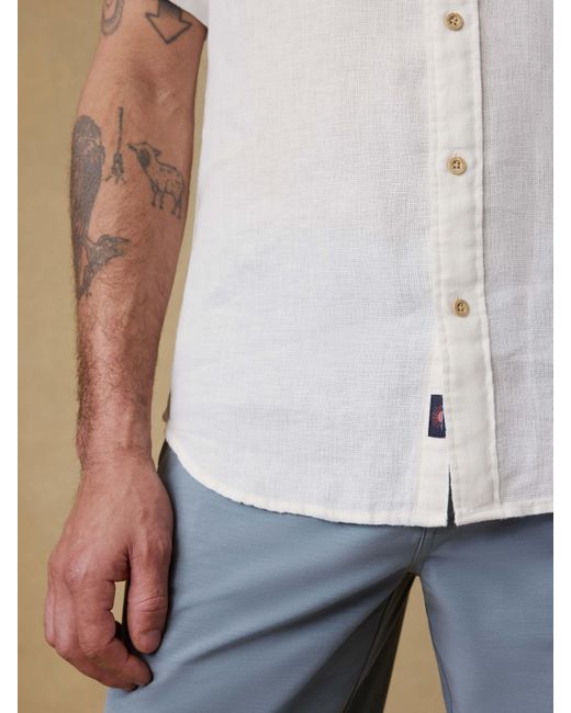 Faherty Brand White Short-Sleeve Palma Linen Shirt for men