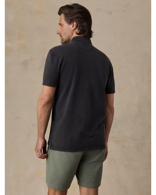 Faherty Brand Blue Short-Sleeve Sunwashed Pique Polo Shirt for men