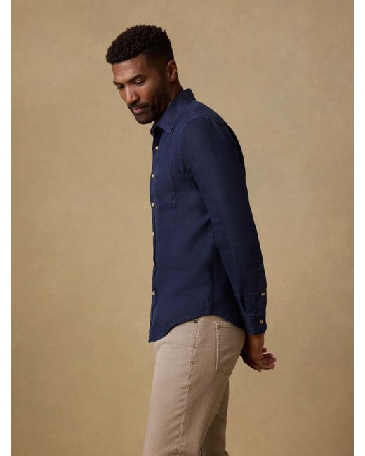 Faherty Brand Blue Laguna Linen Shirt for men