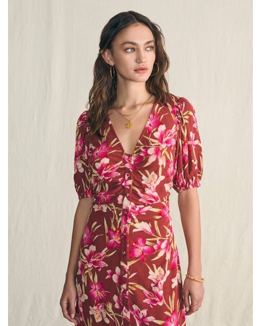 strapless open back dress Faherty Carmel Dress-Spice Sunrise Floral main image 0
