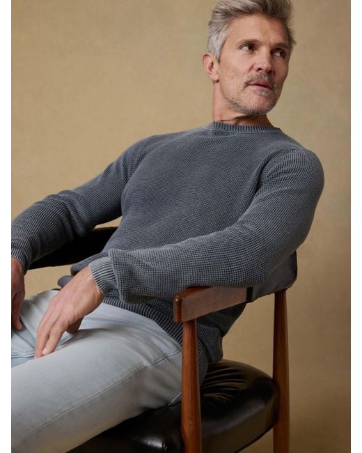 Faherty Brand Gray Sunwashed Crewneck Sweater for men