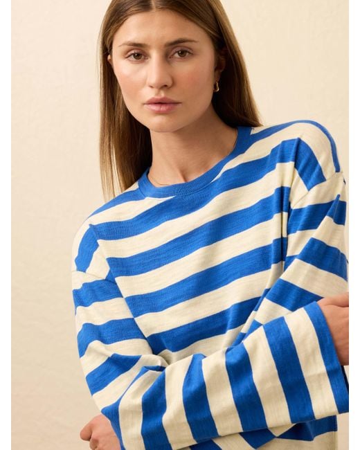 Faherty Brand Blue Sunwashed Organic Long-Sleeve Retro T-Shirt