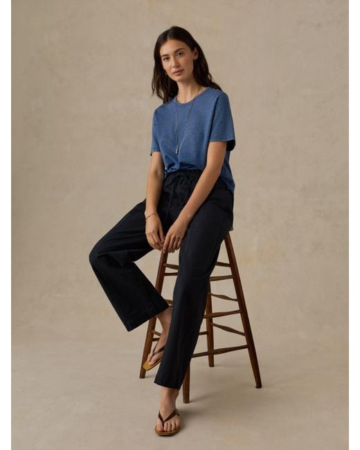 Faherty Brand Blue Cotton Twill Drawstring Pants